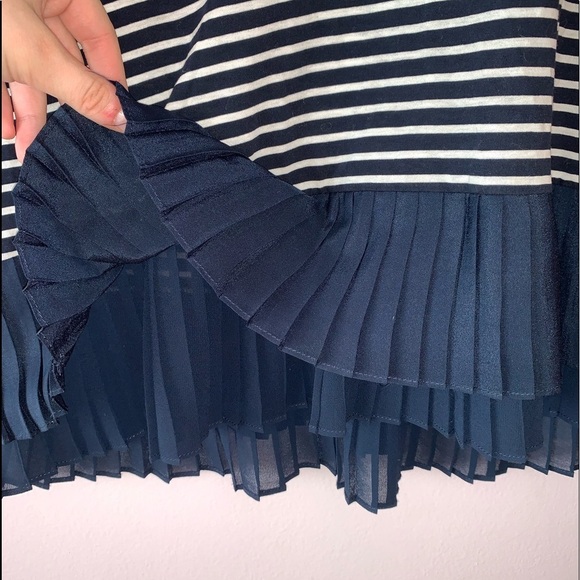 J. Crew Navy 100% Cotton Navy Blue & White Striped Pleated Top Xsmall Women’s - Picture 7 of 12